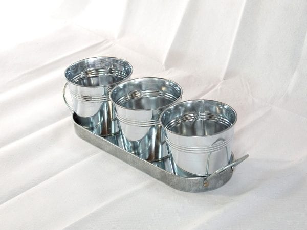 Small Tin Tray with 3 Tin Buckets - Image 3