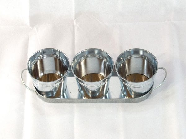 Small Tin Tray with 3 Tin Buckets - Image 2