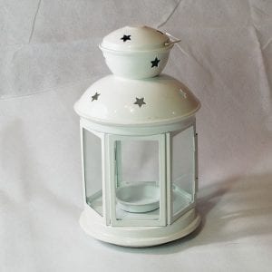 Small White Candle Lantern With Stars