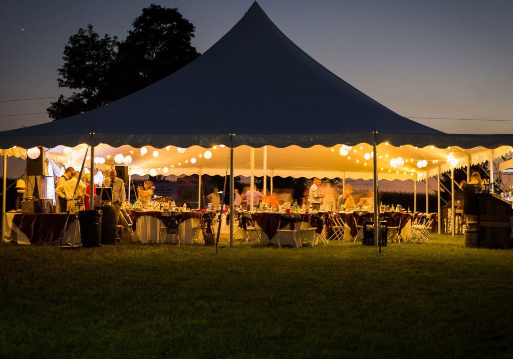 Party Under Tent at Night