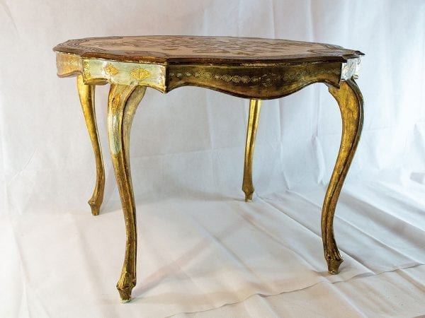 Short Gold Vintage Table - Image 4